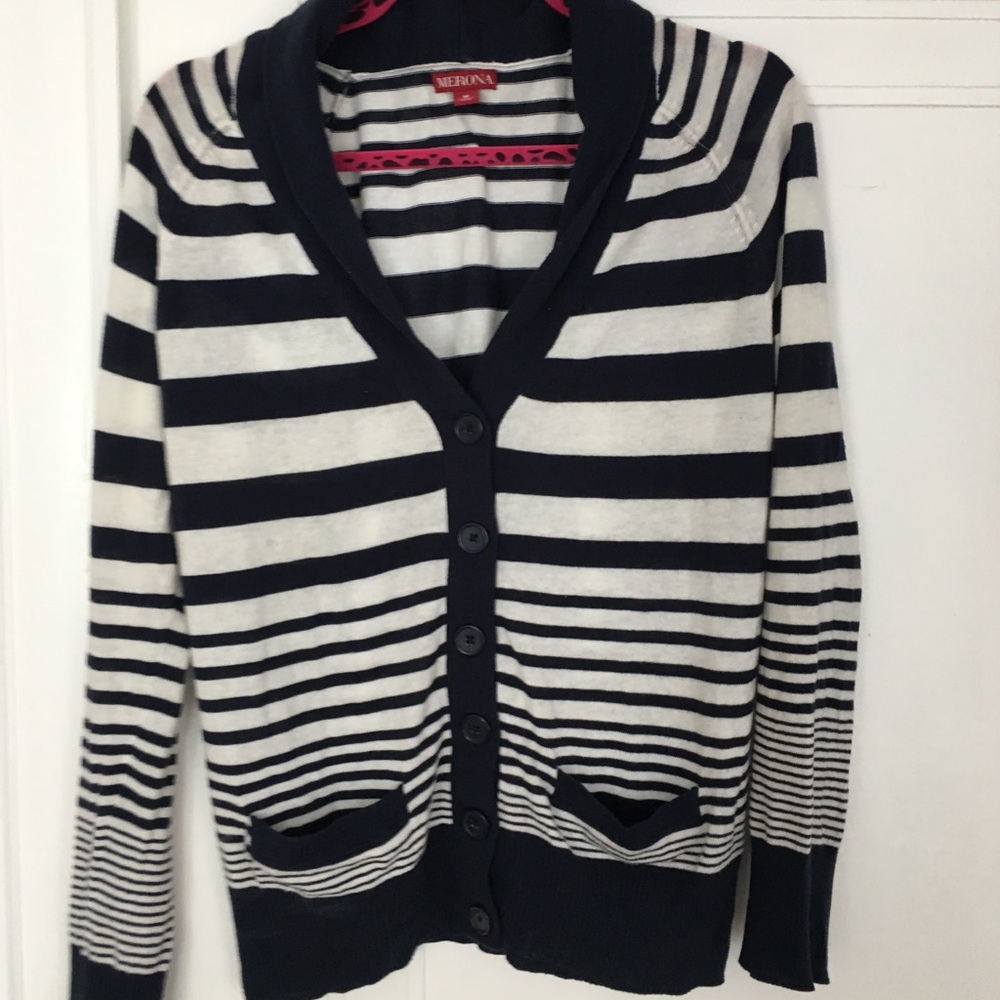 Striped button up sweater cardigan